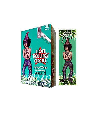Caixa de Blunt Wrap Hemp Lion com Terpeno 25 Packs